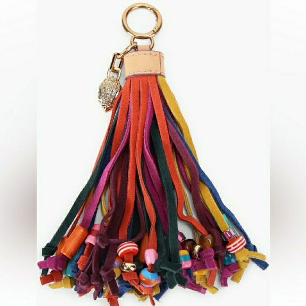 Kurt Geiger Colorful Tassel Keychain with Beads NIB! NWT!